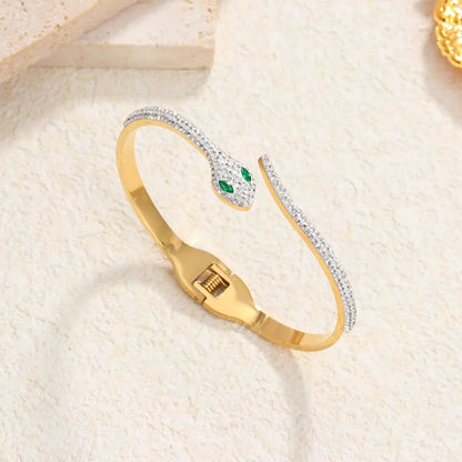 Elegant Stainless Steel Zircon Enamel Bracelet for Women – Waterproof Fashion Jewellery