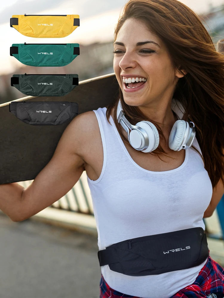 WRELS Waist Bag Running Bag Outdoor Sport Waterproof Sports Fanny Pack Mobile Phone Case Gym Jogging Portable Run Pouch Belt Bag