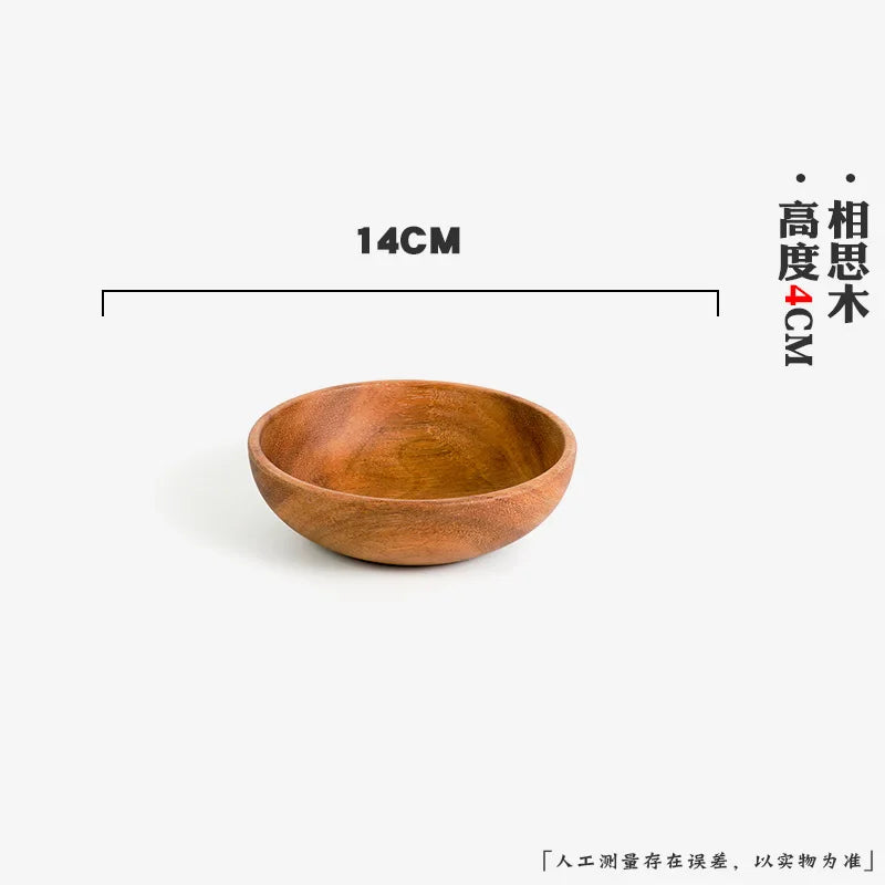 Extra Large Solid Wood Bowl & Tray Set Round Wooden Salad Bowl Ramen Mixing Bowl Natural Wood Tableware