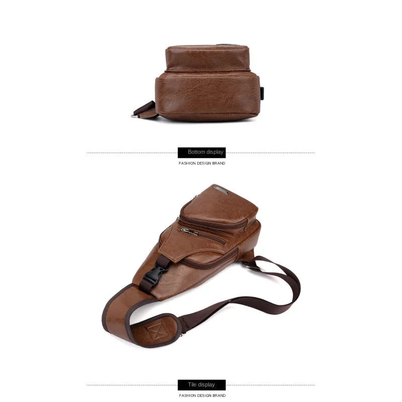 Spot Men's Chest Bag With Headphone Hole USB Shoulder