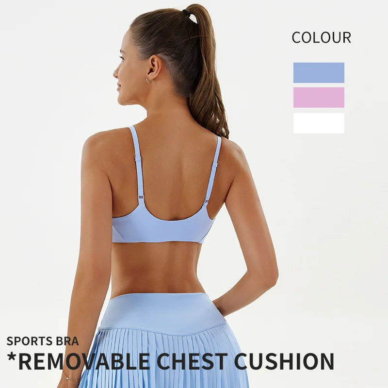 Solid Color Underwear Women Fitness Bra Yoga Vest Gym Sport Top Hollow Yoga Bras Back Push with Chest Pad Two Shoulder Straps
