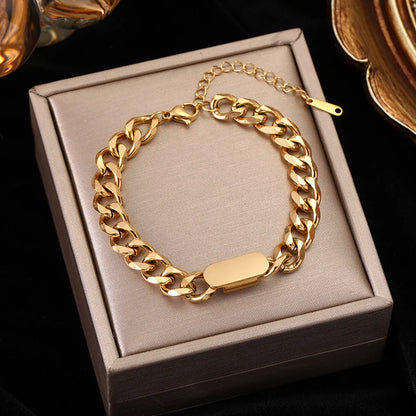316L Stainless Steel Gold Link Bracelet for Women – Trendy & Durable