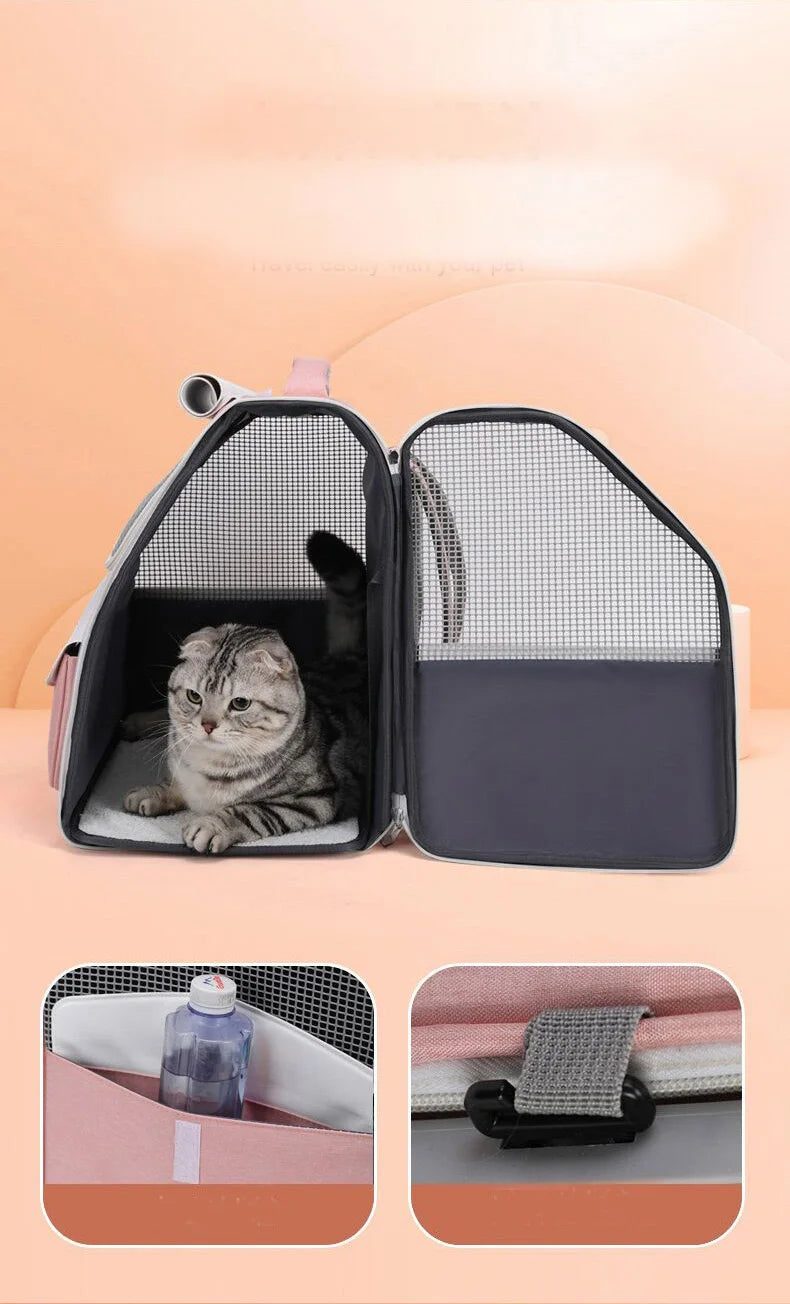 Pet Strollers Portable Hand-held Soft Side Backpack Large Space Breathable Foldable Carrying Bags for Small Cats Dogs Supplies