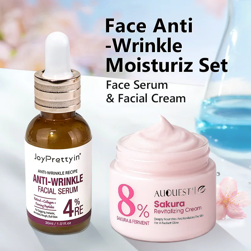 Retinol Anti-Wrinkle Face Set – Serum & Sakura Cream for Fine Lines Hydration & Anti-Aging
