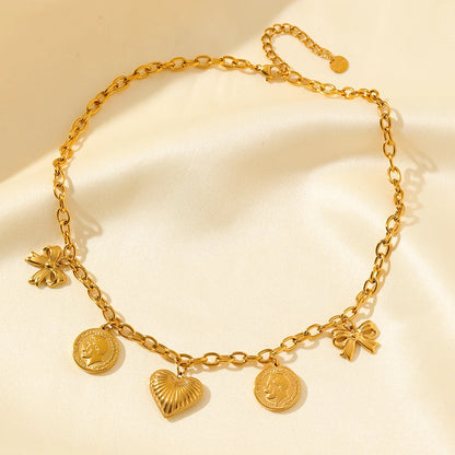 Gold-Plated Heart Pendant Necklace