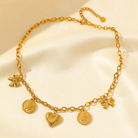 Gold-Plated Heart Pendant Necklace