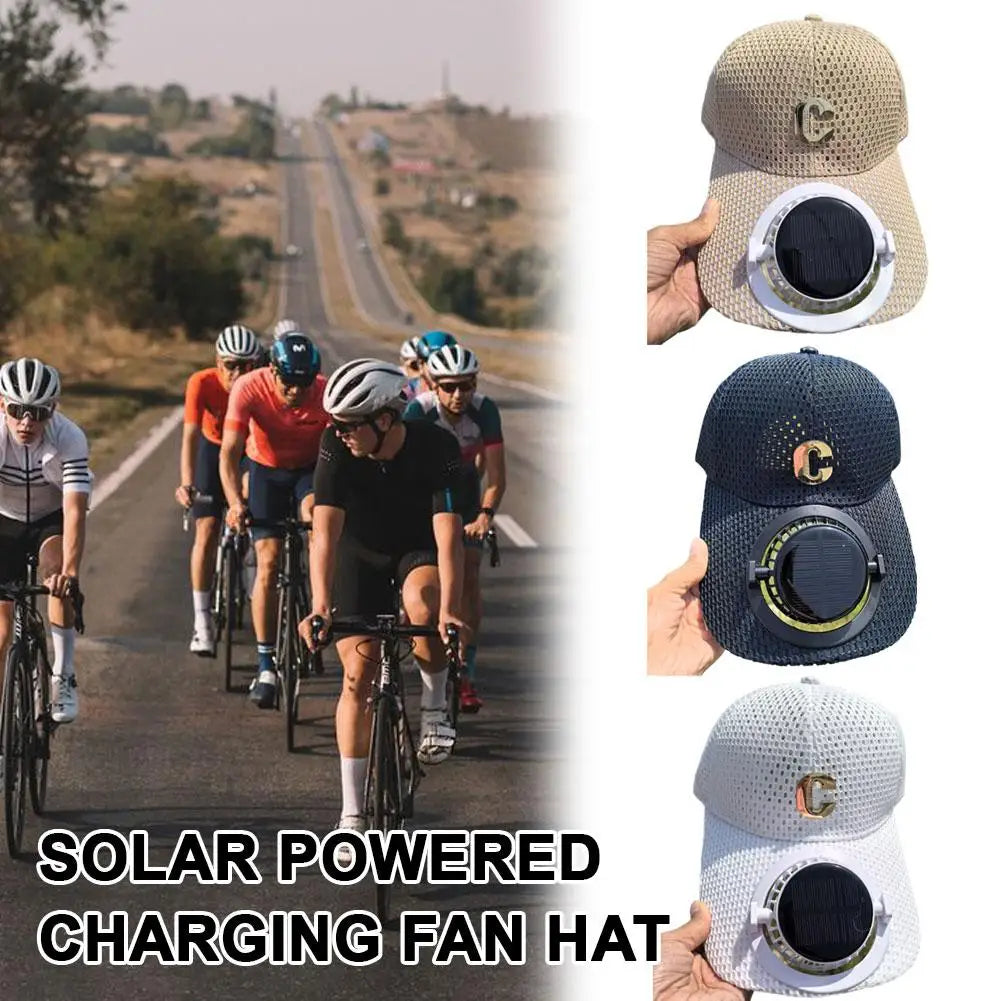 Breathable Mesh Sun Protection Cap Solar Charging Breathable Mesh Hat Outdoor Fishing Hats Snapback Trucker Cap