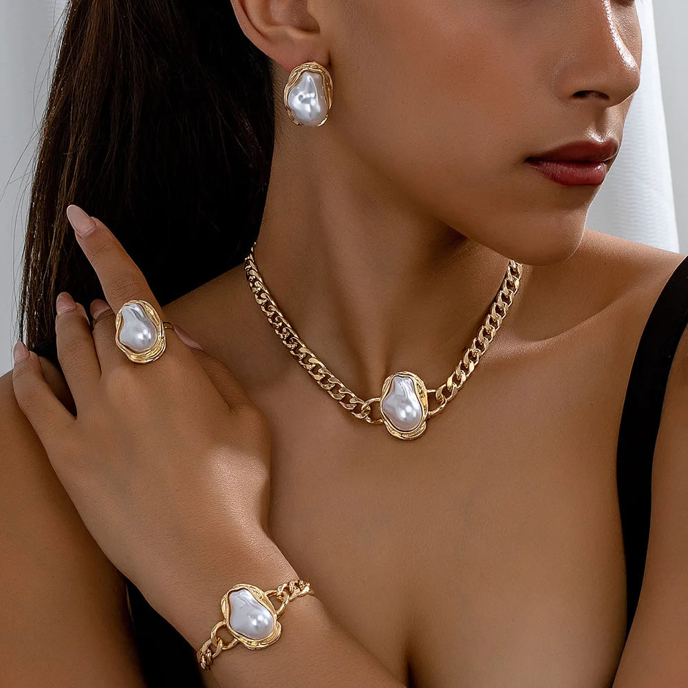 4-Piece Pearl Jewelry Set for Women