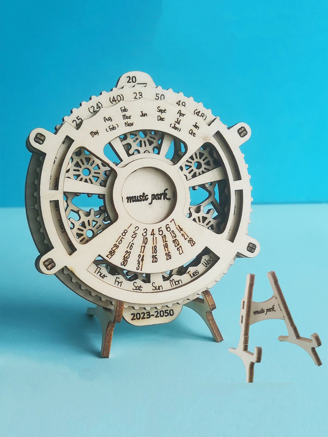 3D Wooden Puzzle Perpetual Calendar – Mechanical Gear Brain Teaser