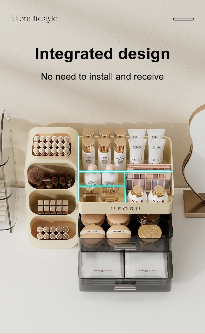 Uforu Back to School Cosmetics Storage Box - Large Capacity, Multifunctional Organizer for Student Dorm Room Tables