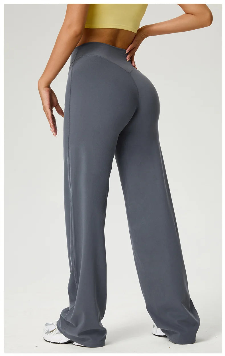 TRY TO BN Women's High Waisted Straight Leg Yoga Pants Gym Leggings Naked Feel Buttery Soft Breathable Running Workout Trousers