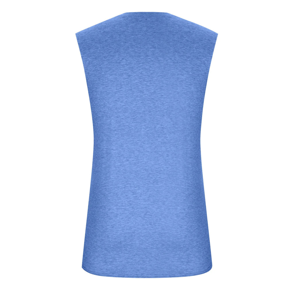 2025 Men'S Muscle Fitness Shirt Sports T-Shirt Gym Training Shirt Summer Casual Vest Tree Print Sleeveless Round Neck