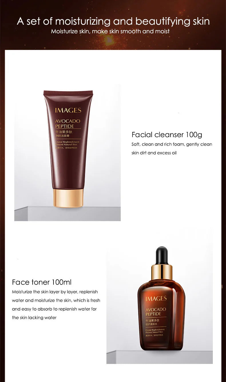 5-Piece Avocado Skincare Set – Moisturising Face Cream Serum Cleanser & Eye Care