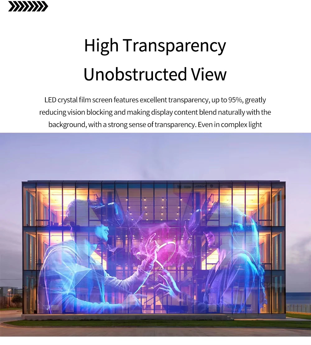Ultra Thin Transparent LED Film Screen P6 P8 P10 Commercial Glass Window HD Video Wall