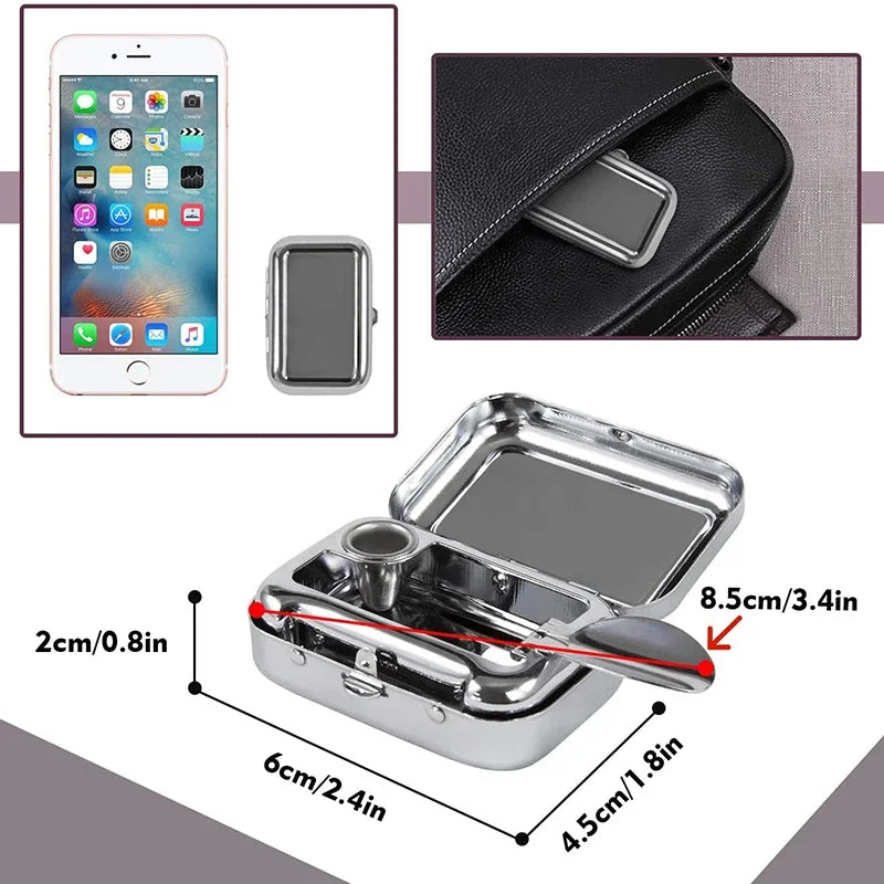 Portable Mini Metal Car Ashtray with Lockable Lid – Travel & Desktop Pocket Ashtray