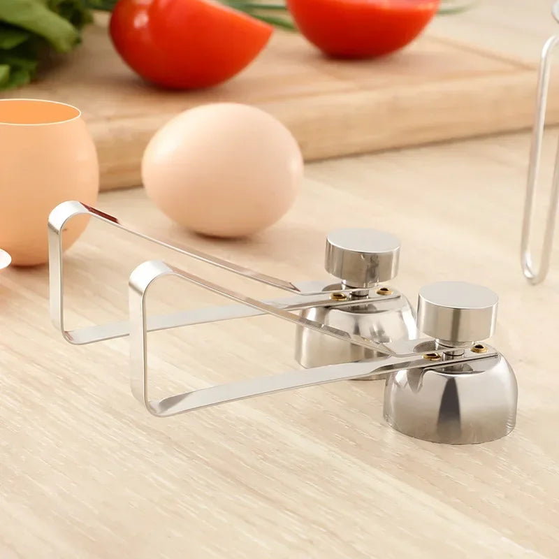 Stainless Steel Egg Topper Cutter – Boiled & Raw Egg Opener for Easy Cooking