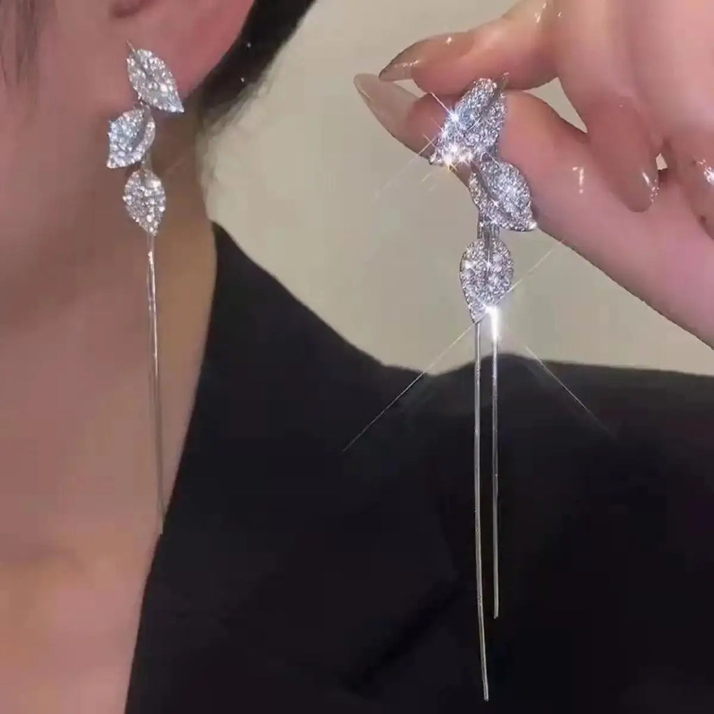 925 Silver Needle Pearl Tassel Drop Earrings for Women – Trendy Zircon Statement Jewellery