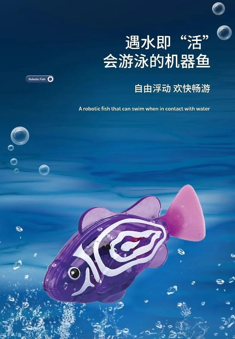 Cat Interactive Electric Fish Toy LED Light Swimming Robot Water Toy for Indoor Play Cats Dogs Pet Baby Bath Toys