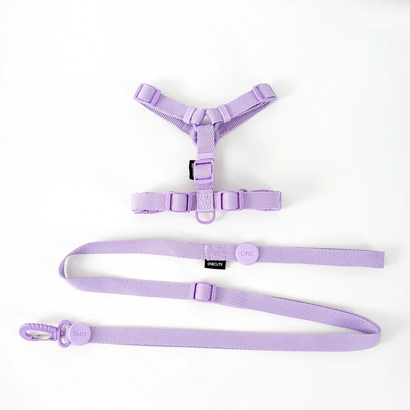 Adjustable Dog Harness & Leash Set – Reflective Macaron Pet Walking Gear