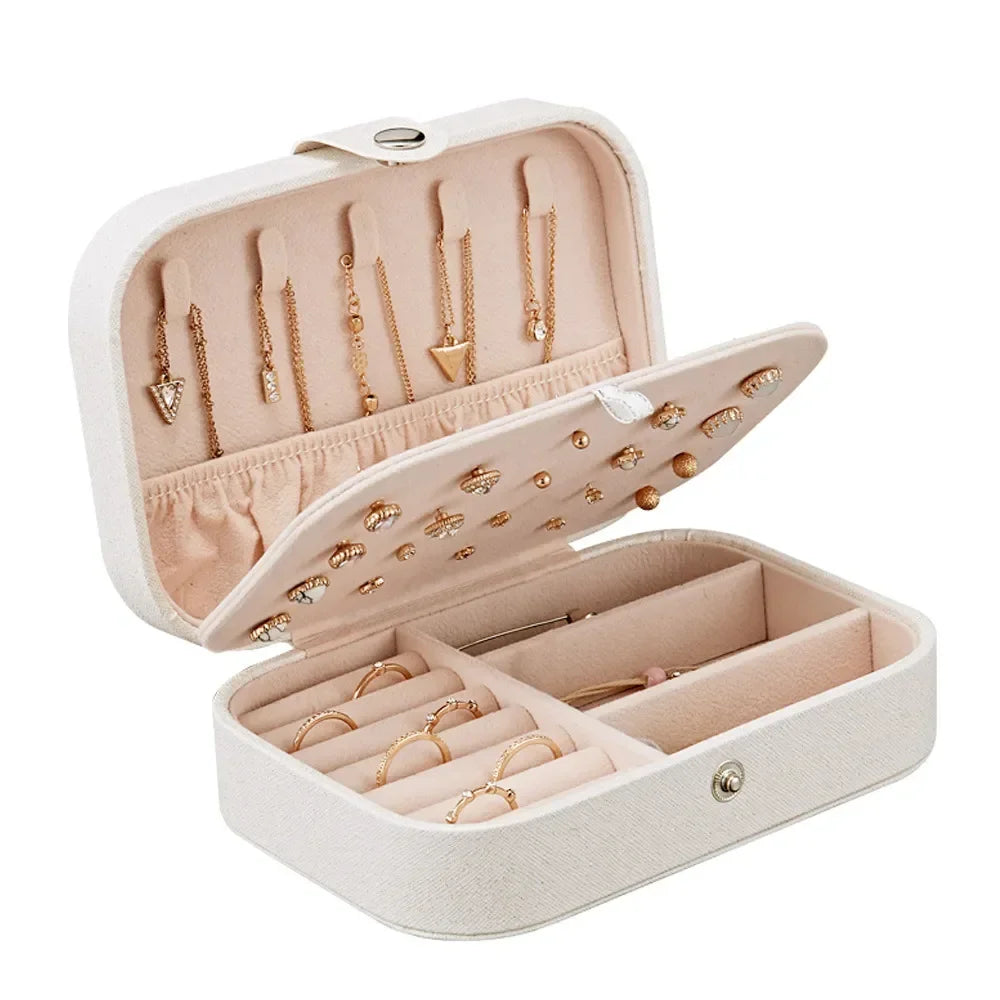 Portable Jewelry Box – Leather Travel Jewelry Organizer Case