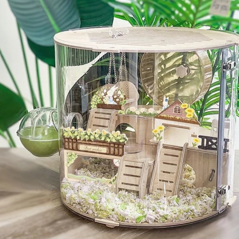 Breathable Hamster Cage Large Luxury Hamster House Transparent Beds Furniture Golden Hamsters Cages with Toy Accessories Houses