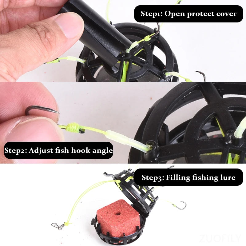 Reverse Bottom Bait Cage Fishing Hook with 6 Sharp Hooks – Carp & Freshwater Feeder
