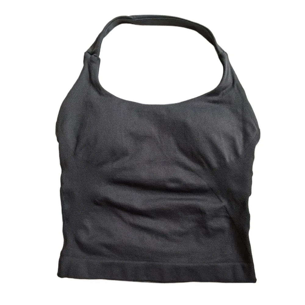 Women’s Strappy Gym Top – Padded Backless Yoga & Workout Tank