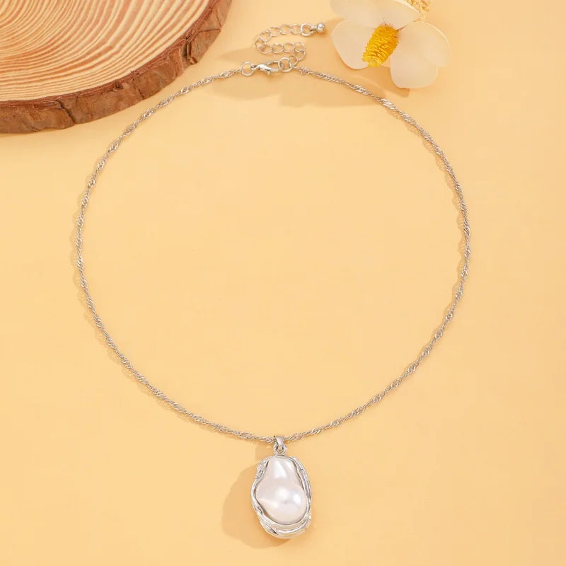 Trendy Baroque Pearl Necklace, Bracelet & Ring Set – Wedding & Party Jewellery for Women