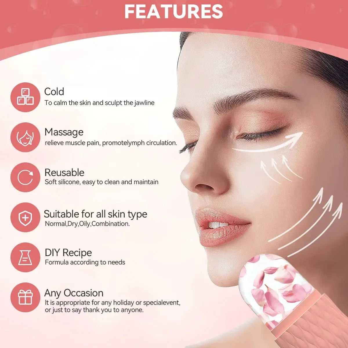 Ice Face Roller & Gua Sha Set – Stainless Steel Facial Massager for Lifting & Contouring