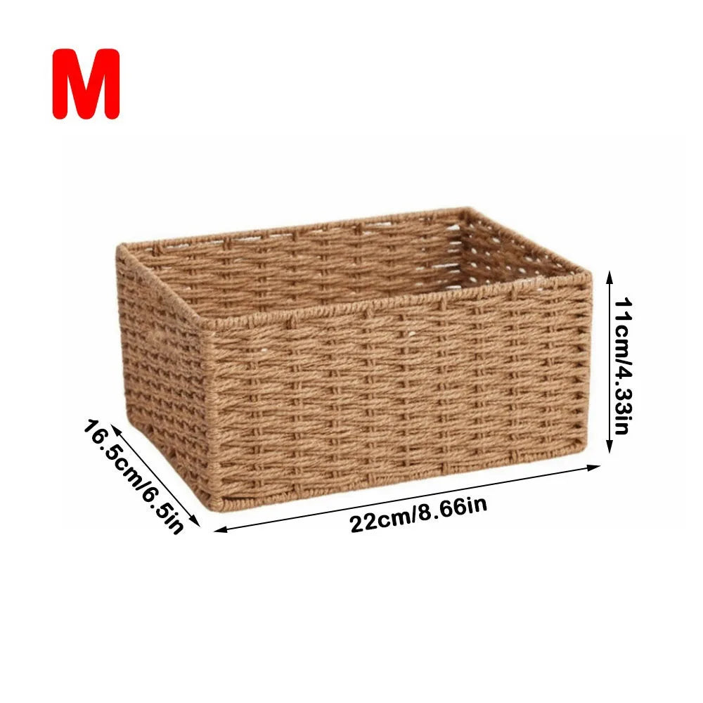 Durable Large Capacity Woven Storage Basket Handmade Reusable Snack Sundries Organizer Clothing Storage Basket