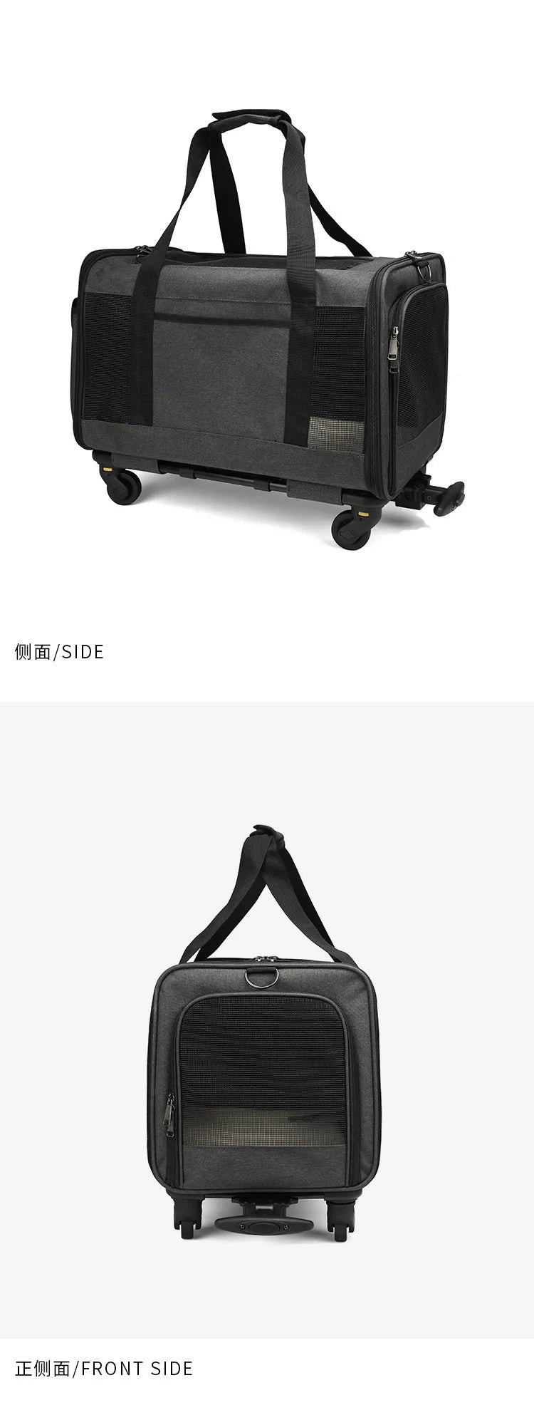 Silent Large Capacity Cat Bag Portable Foldable Pet Suitcase Universal Wheels Breathable Pet Travel Backpack