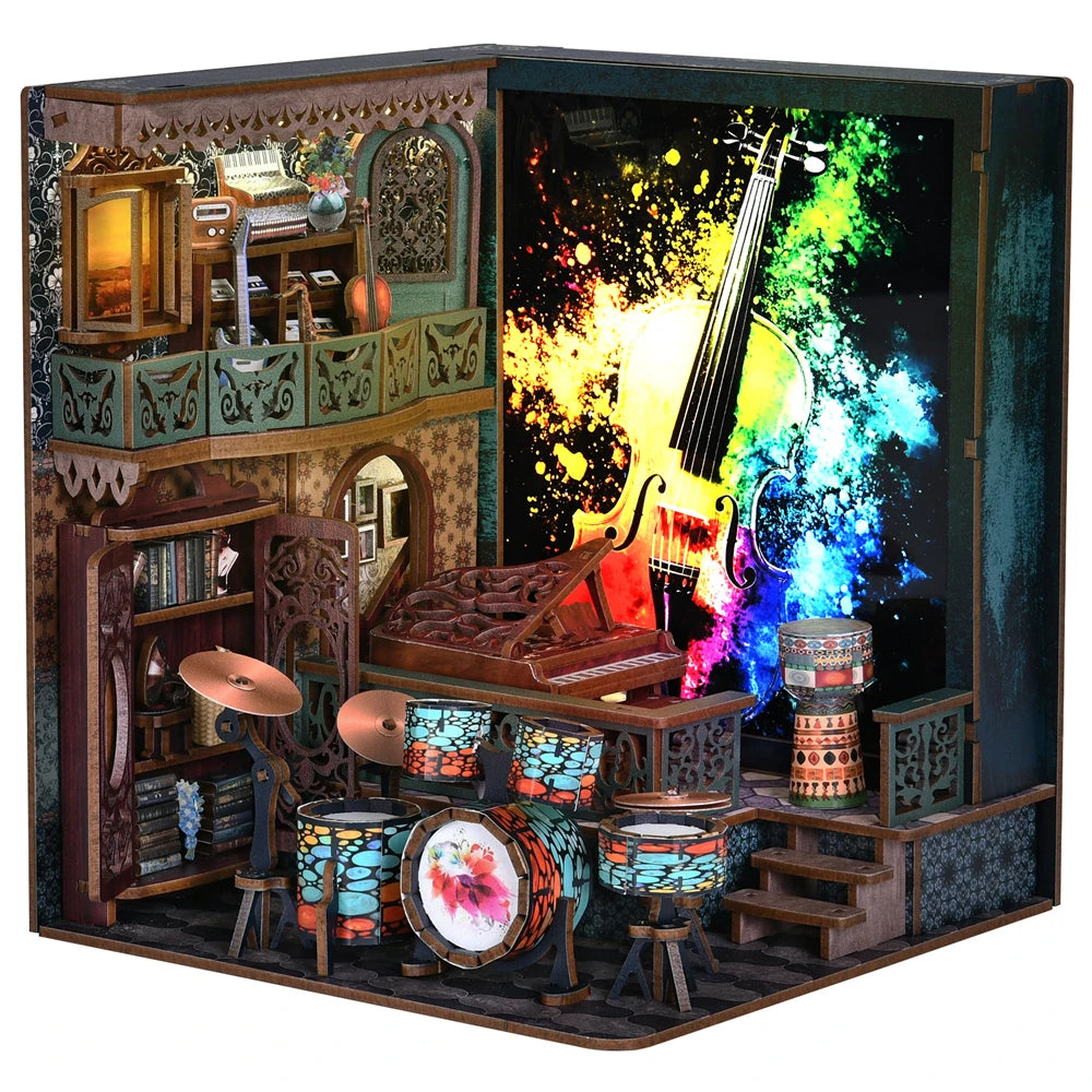 DIY Book Nook Kit – Sunshine Coffee Shop 3D Wooden Puzzle Decor
