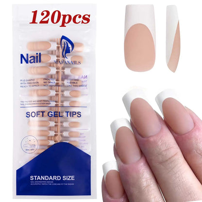 Matte White Press-On Nail Tips – Medium Almond