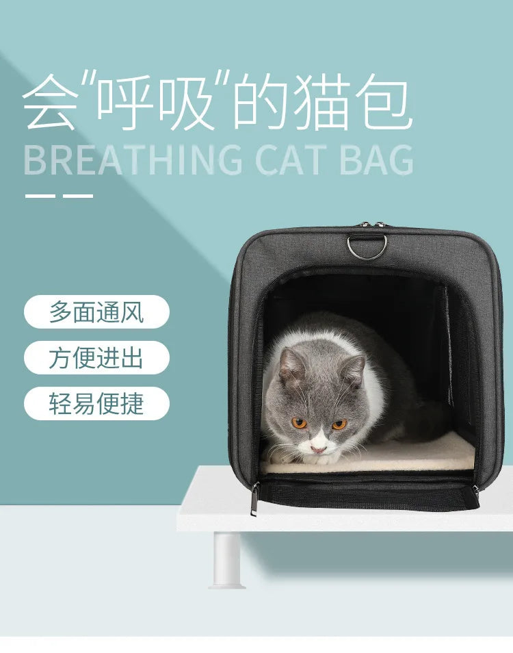 Silent Large Capacity Cat Bag Portable Foldable Pet Suitcase Universal Wheels Breathable Pet Travel Backpack
