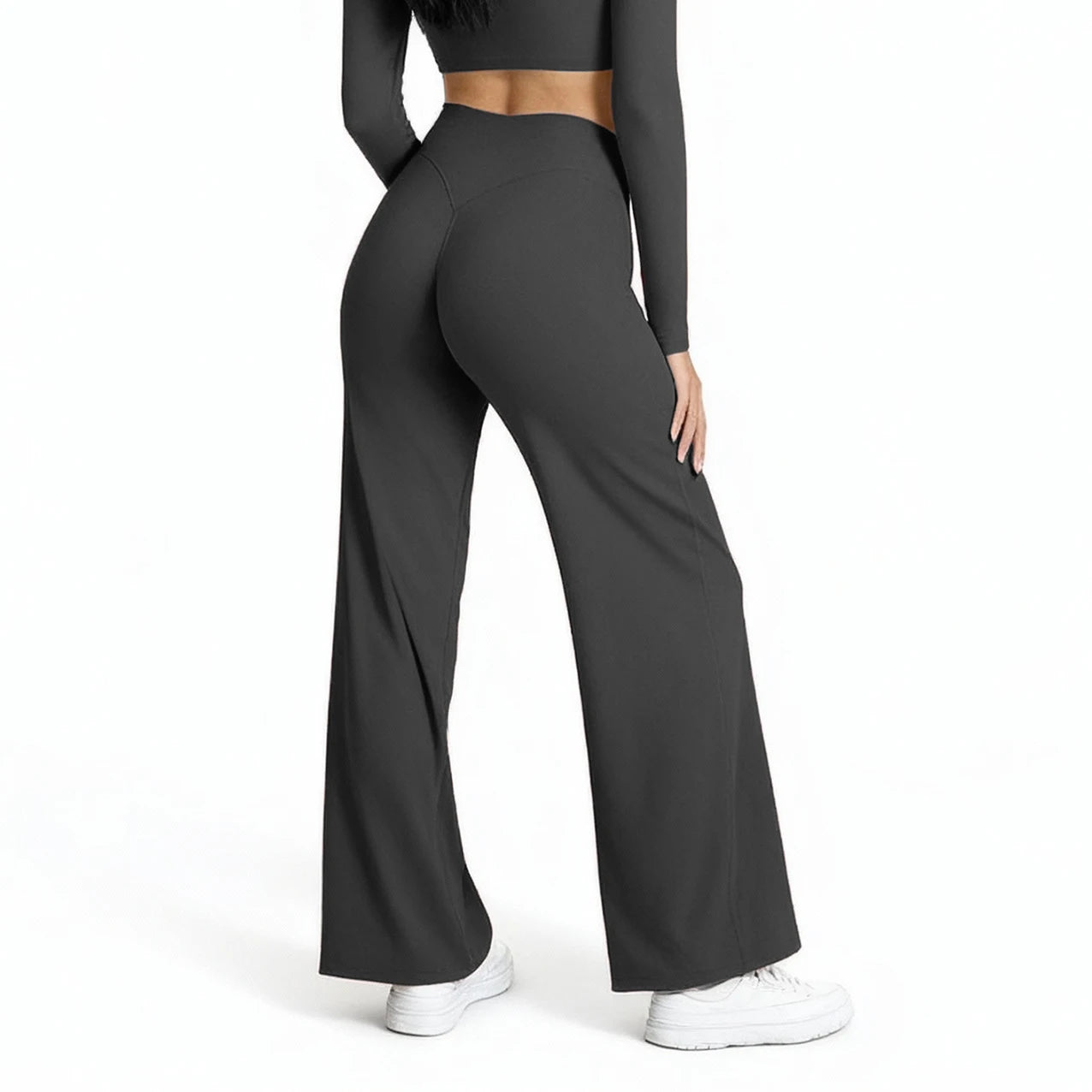 VEQKING Quick Dry Women Yoga Pants Straight-leg Sports Pants Soft Active Trousers Elastic Waist Gym Pilates Pants Winter Outfits