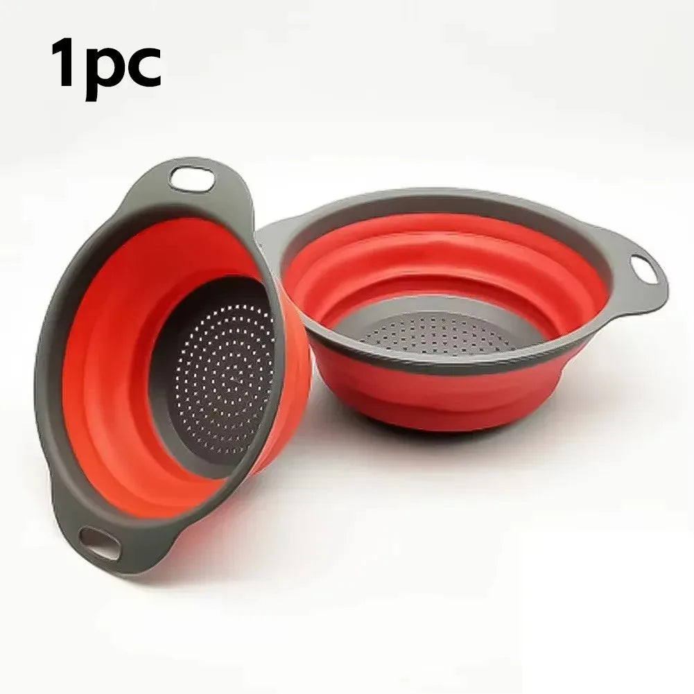 Collapsible Silicone Colander – Foldable Fruit & Vegetable Drain Basket