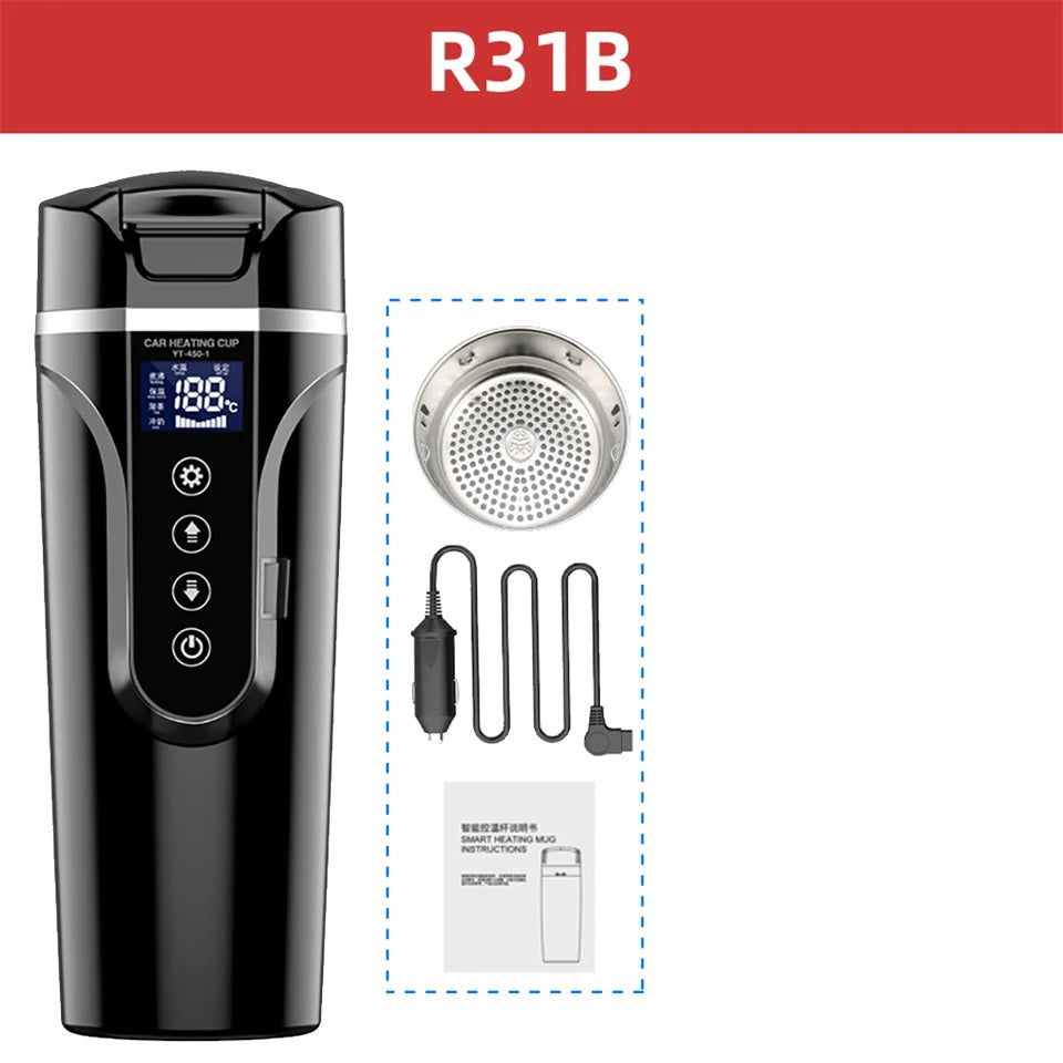 R31 Car Heating Cup – 450ml Smart Temperature Electric Mug