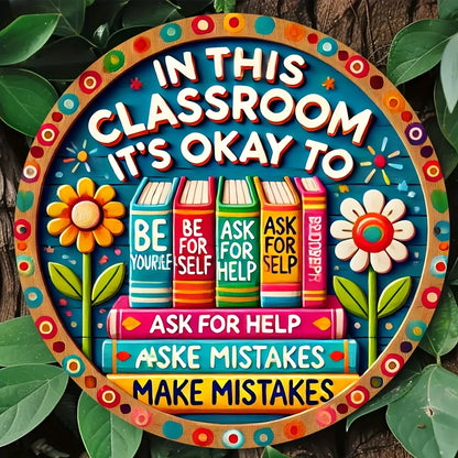 2D Wooden Cartoon Flower Signboard – Classroom & Library Door Hanging Decor