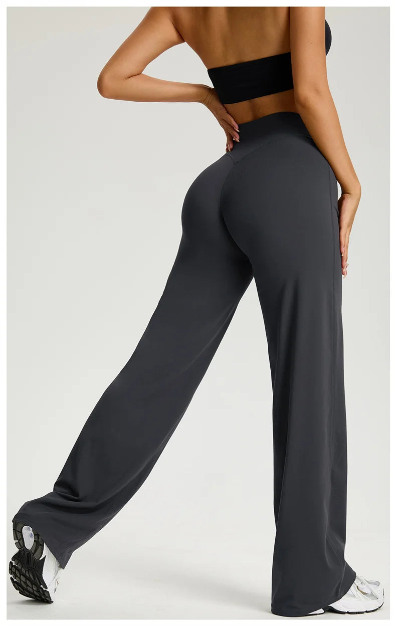 TRY TO BN Women's High Waisted Straight Leg Yoga Pants Gym Leggings Naked Feel Buttery Soft Breathable Running Workout Trousers