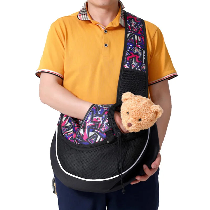 Oxford Mesh Pet Carrier Crossbody Bag Breathable Dog & Cat Travel Shoulder Bag for Small Dogs & Puppies Portable Pet Sling
