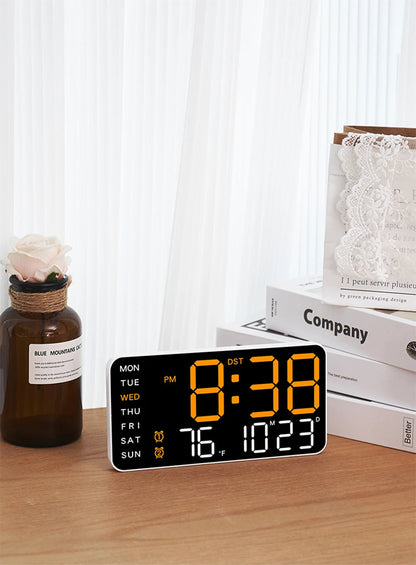 LED Digital Wall Clock with Voice Control