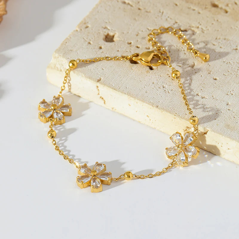 316L Stainless Steel White Zirconia Jewelry Set – Necklace, Bracelet & Earrings for Women