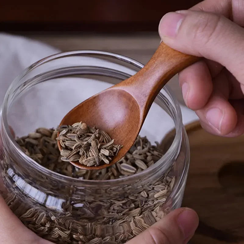 4PCS Mini Wooden Spice Spoons – Small Sugar Tea Coffee Scoop Set