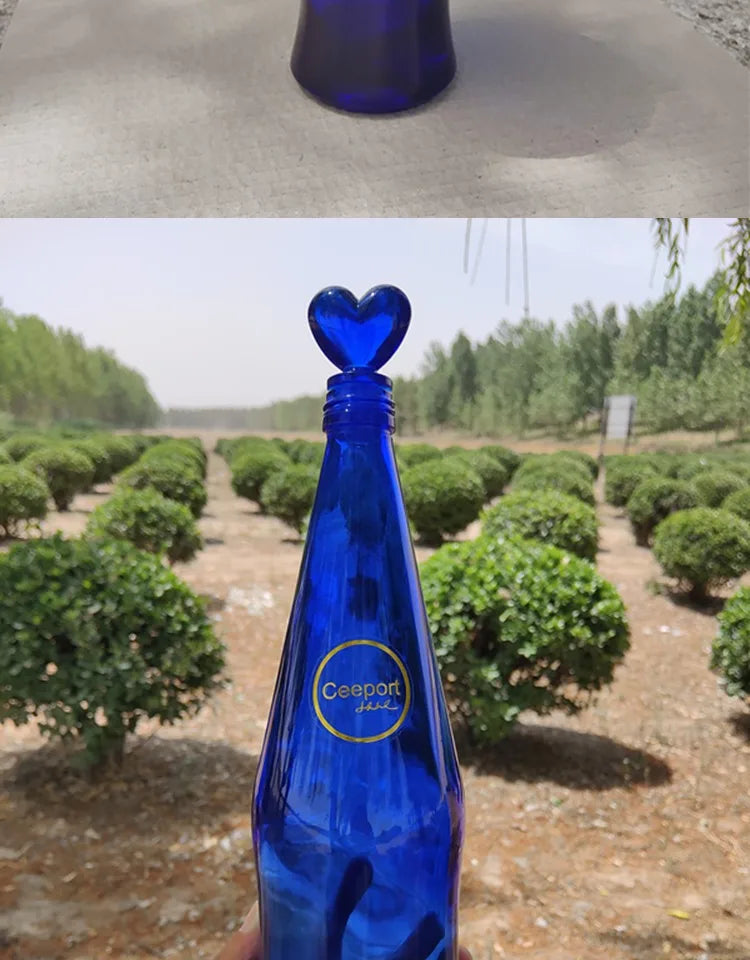 Blue Glass Water Bottle Cleaning Tool Ceeport Zero Limit Awakening Mind Pure Blue Glass Bottle Retro European Style Sealed Jar