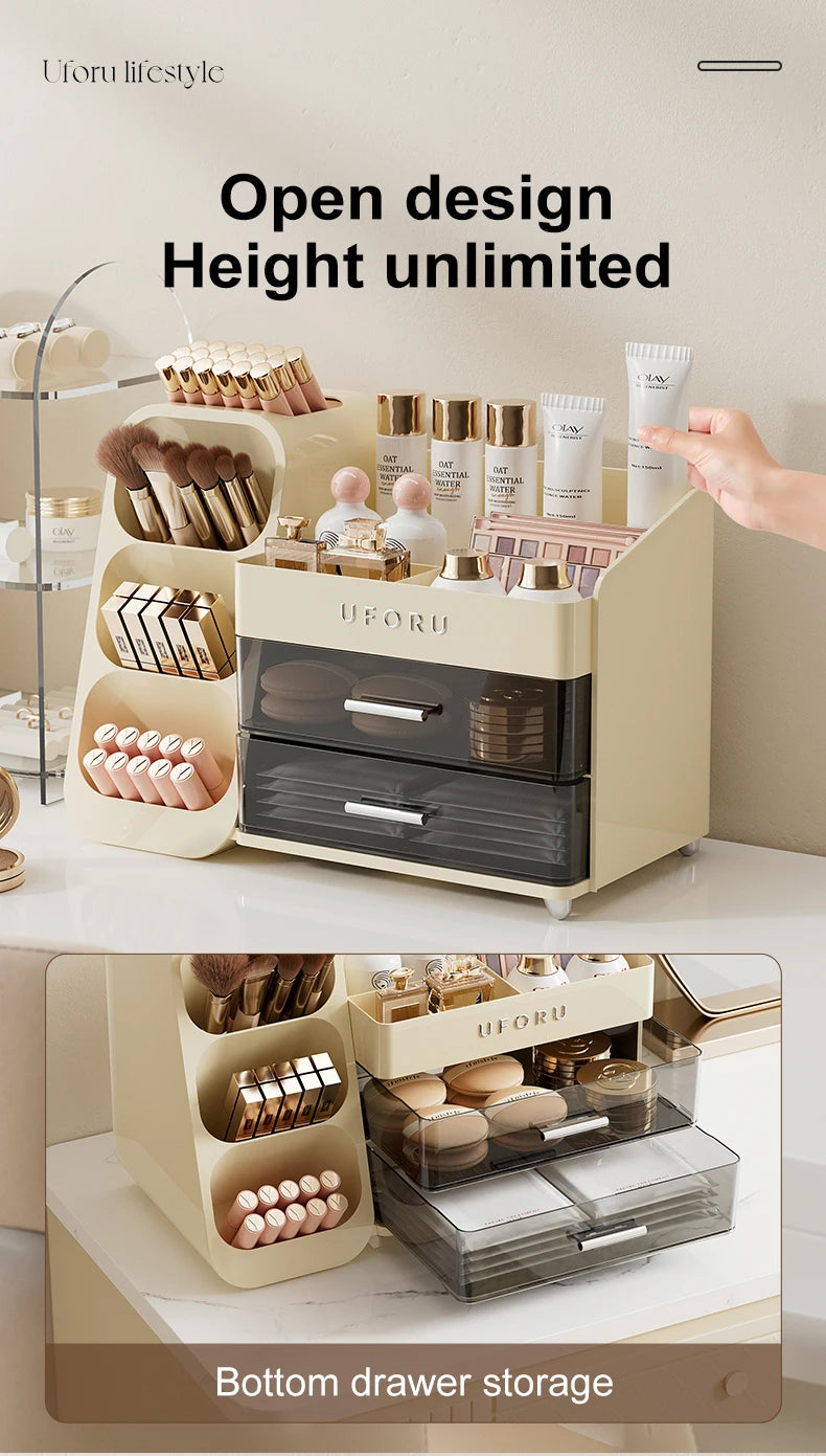 Uforu Back to School Cosmetics Storage Box - Large Capacity, Multifunctional Organizer for Student Dorm Room Tables