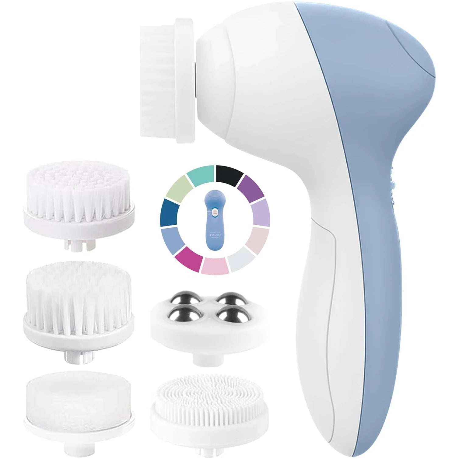 Electric 5-in-1 Facial Cleansing Brush – Rotating Pore Cleaner & Massage Beauty Device