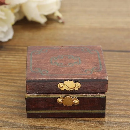 1:12 Scale Wooden Dollhouse Miniature Jewelry Box – Retro Room Decor Accessory
