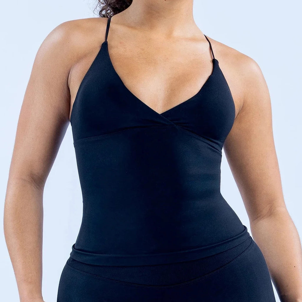 Vision Twist Front Longline Top Backless Sports Tank Top Women Yoga Vest with Removable Cups Fitness Camisole Running Gym Tops