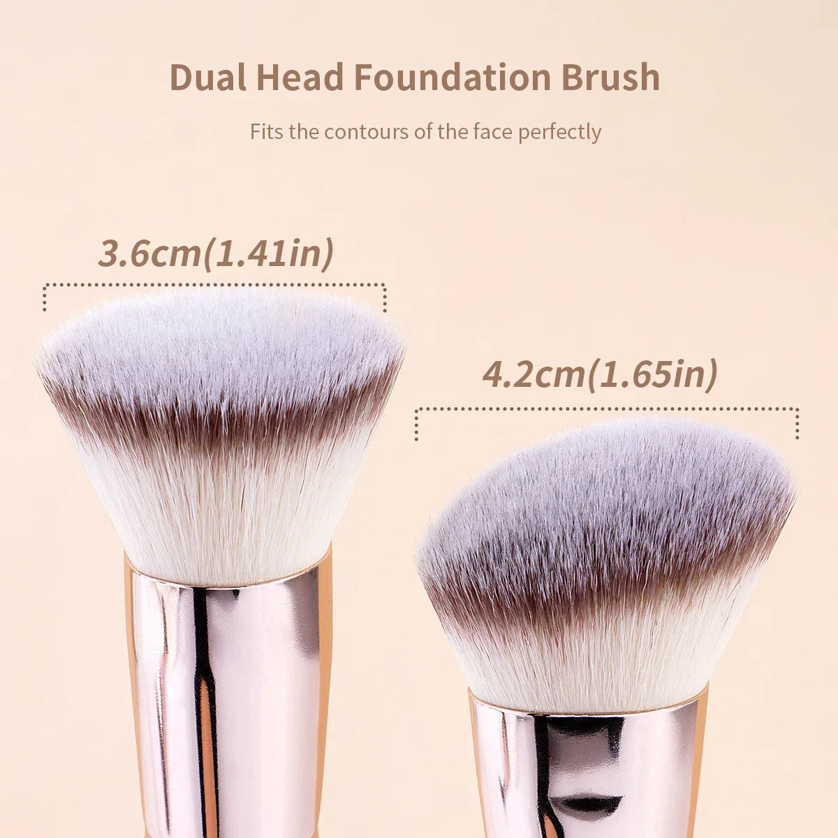 2PCS Double-Ended Foundation & Contour Brushes – Flat & Angled for Liquid, Powder & Cream