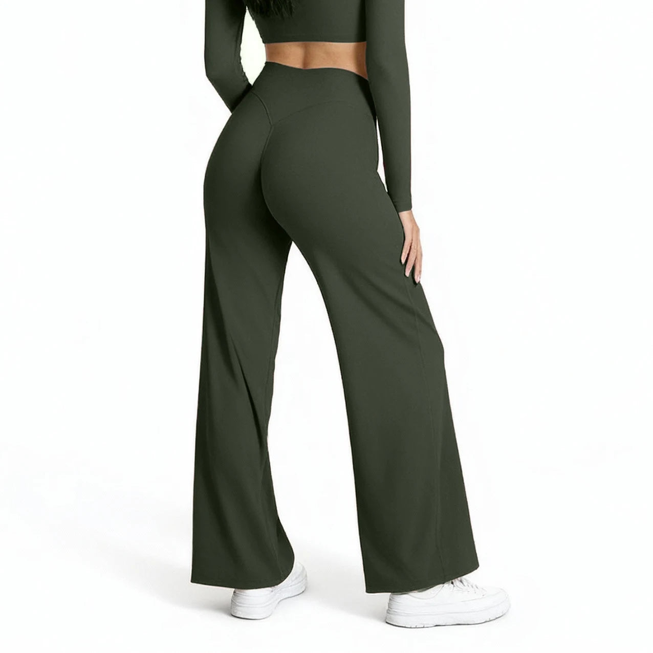 VEQKING Quick Dry Women Yoga Pants Straight-leg Sports Pants Soft Active Trousers Elastic Waist Gym Pilates Pants Winter Outfits